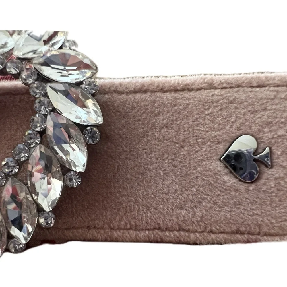 Kate Spade Heart Belt Rhinestone Crystals Pink Suede Size Small Medium Belt